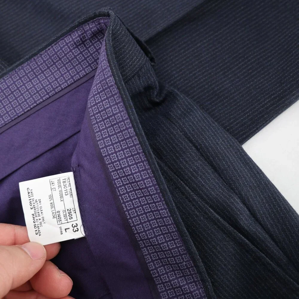 Ted Baker Endurance Suit Mens 40L 35x33 Jay ct wool striped 2 piece blue pants